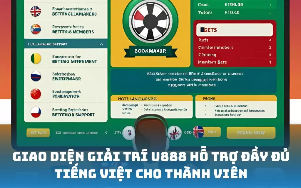 Giao diện giải trí U888 hỗ trợ đầy đủ tiếng Việt cho thành viên