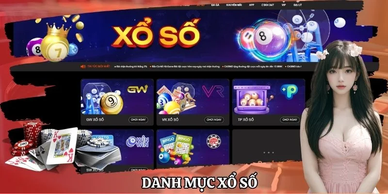 Danh mục xổ số trong sảnh game